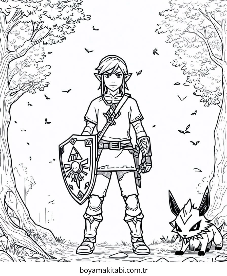 Zelda boyama sayfası – boyama çalışması, yaratıcılığı geliştirir