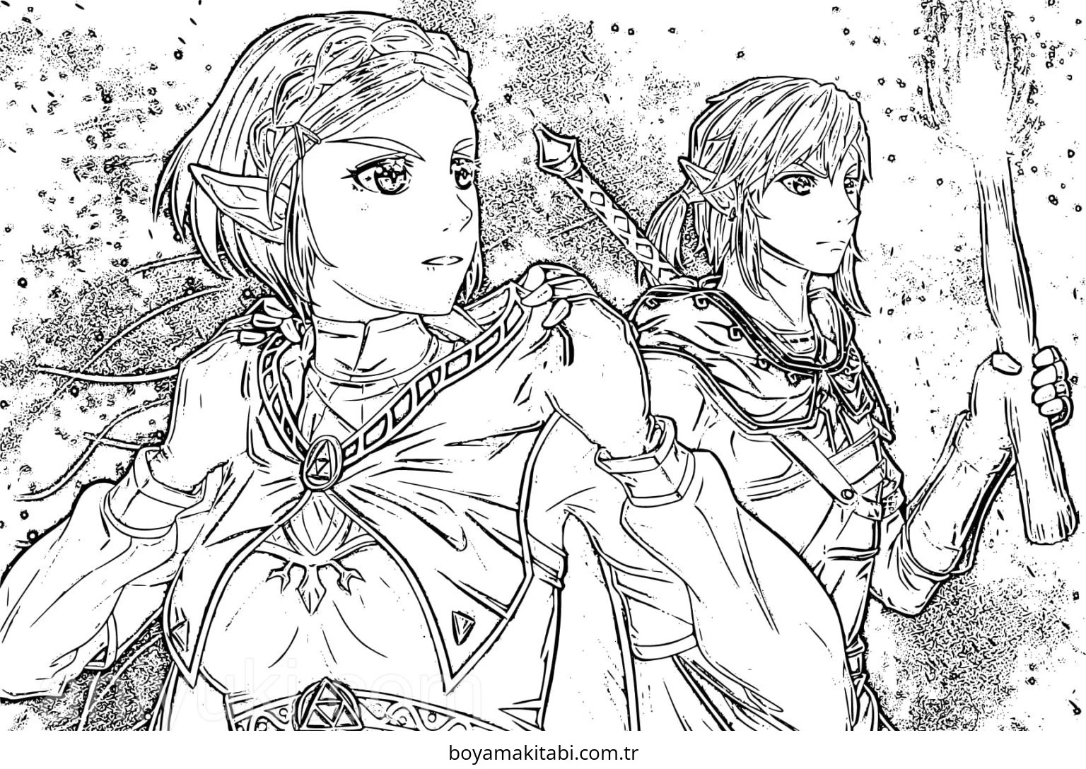 Zelda boyama sayfası – renkli çizimler, okul öncesi