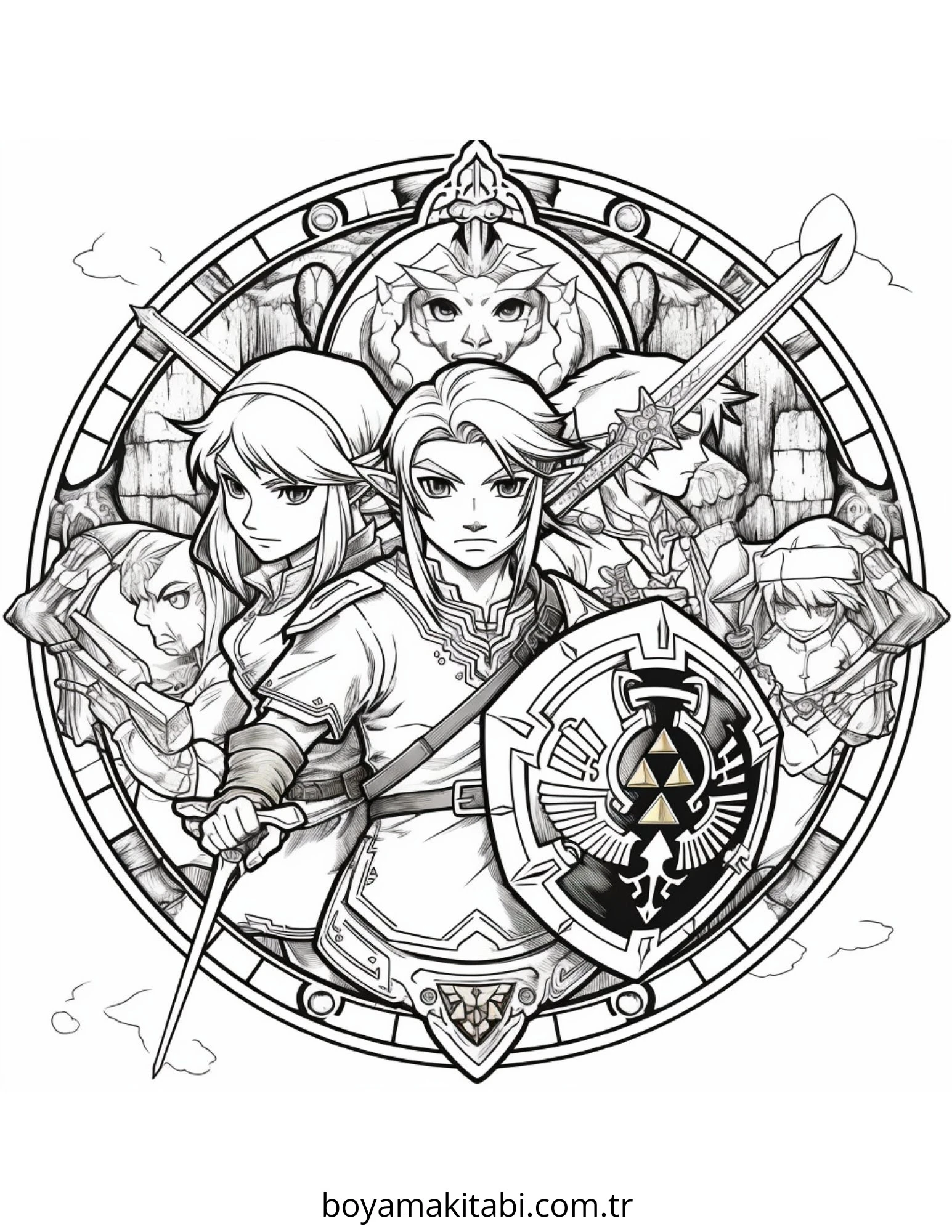 Zelda boyama sayfası – çocuklar için, çizgi film temalı