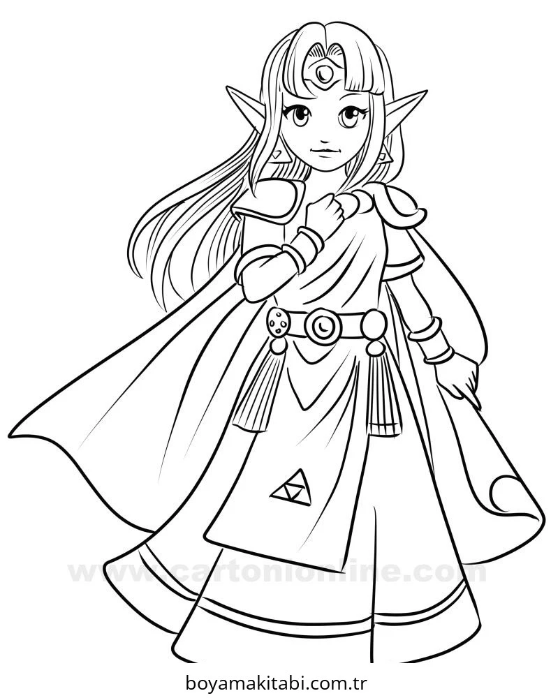 Zelda boyama sayfası – eğlenceli etkinlik, el becerilerini geliştirir