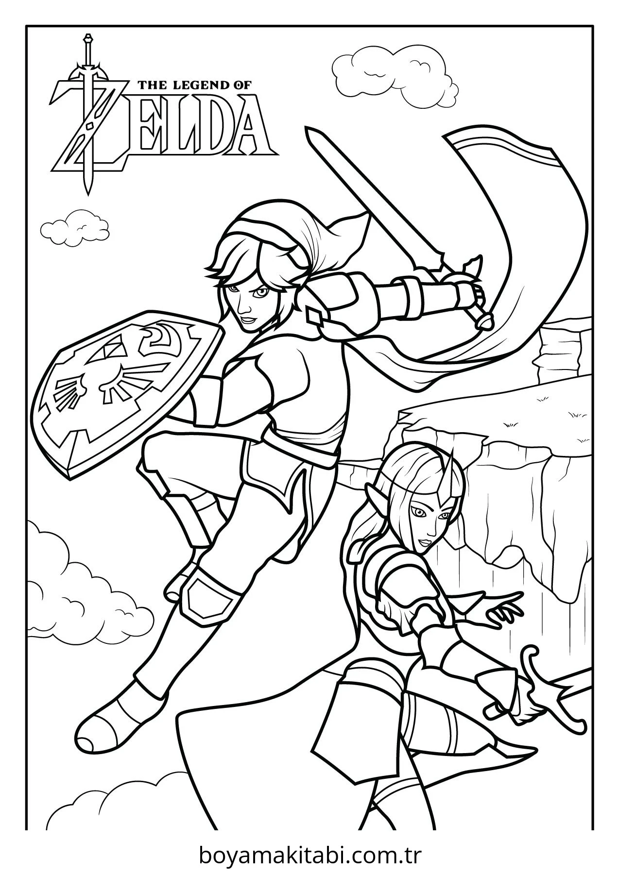 Zelda boyama sayfası – yaratıcılığı geliştirir, keyifli zaman