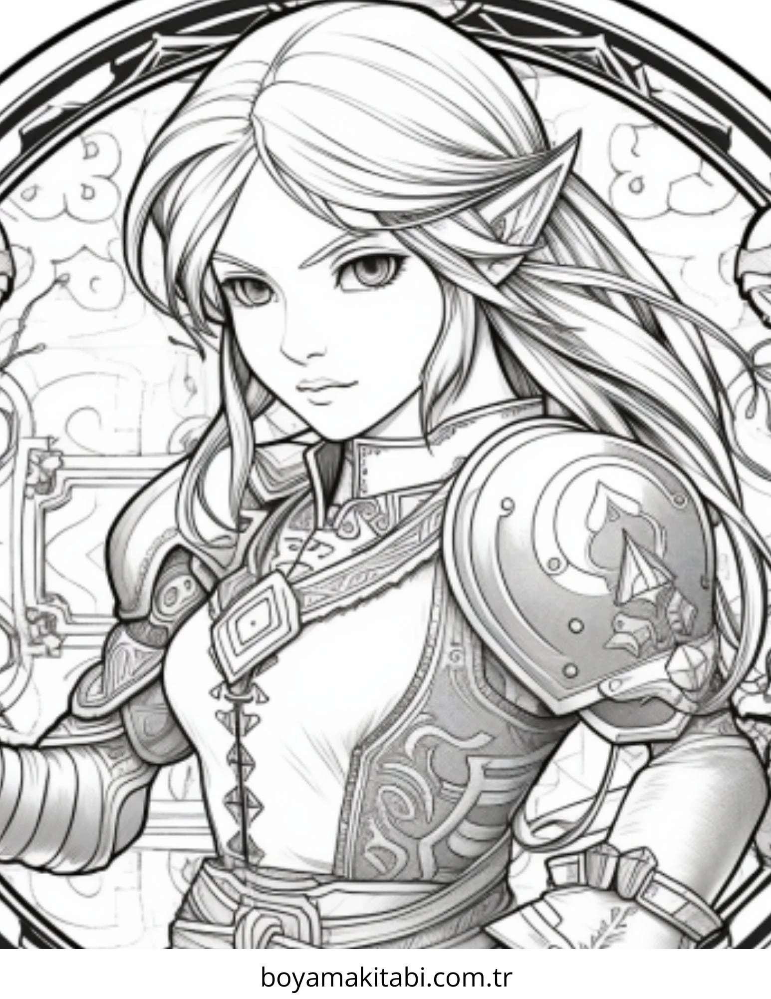 Zelda boyama sayfası – sevimli karakter, sanatsal çalışma