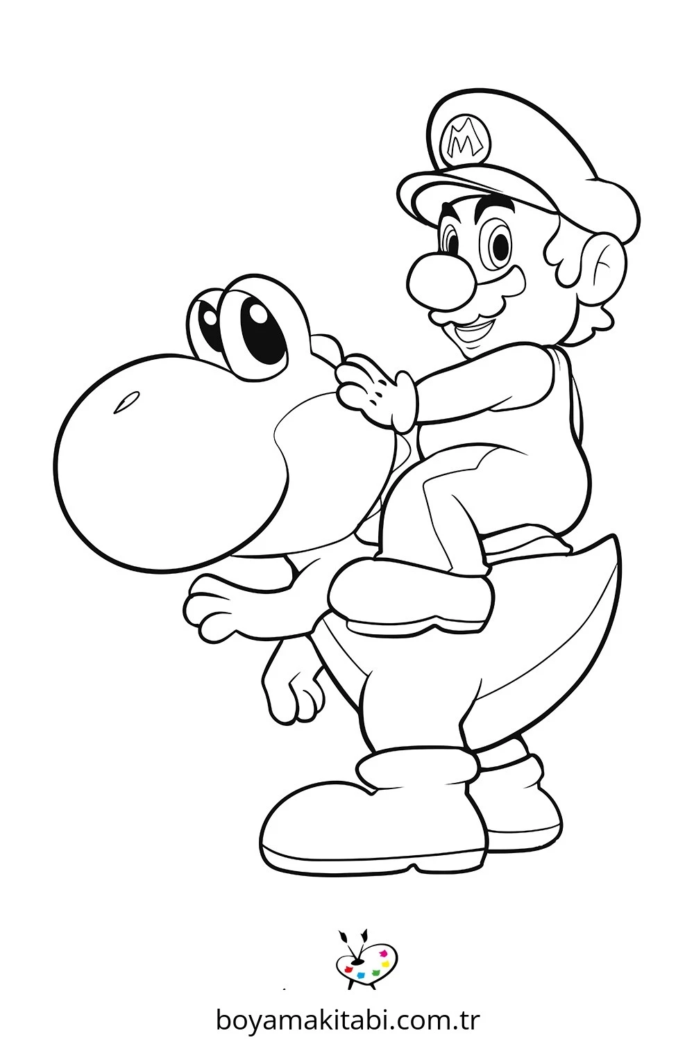 Yoshi boyama sayfası – basit çizim, kolay boyama