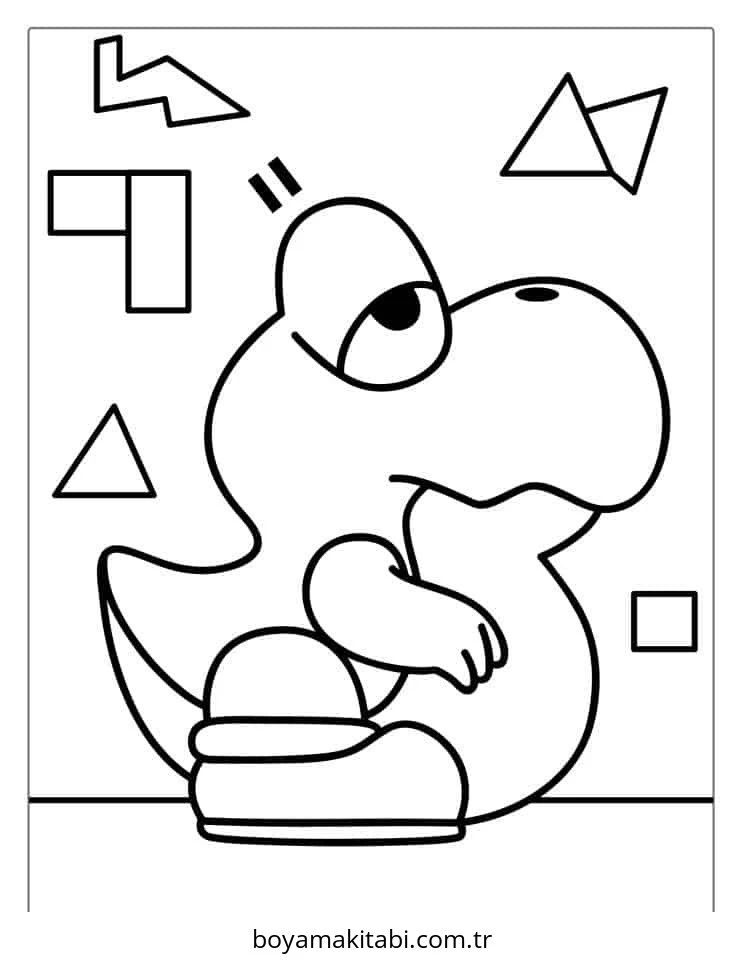Yoshi boyama sayfası – PDF indir, sevimli karakter
