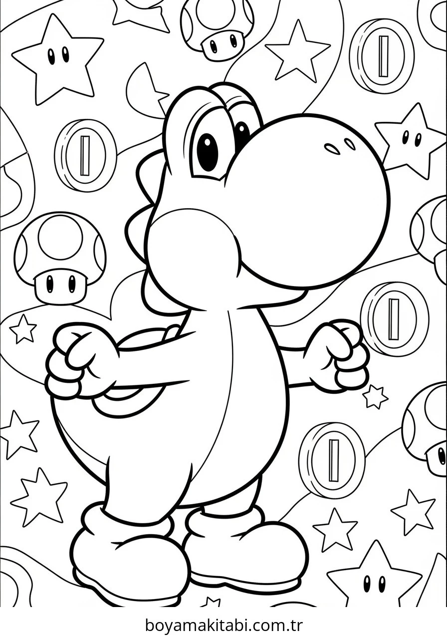 Yoshi boyama sayfası – el becerilerini geliştirir, boyama çalışması