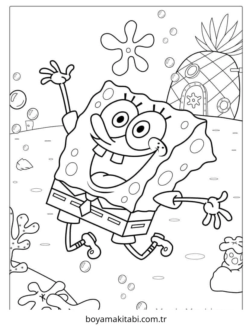 Spongebob boyama sayfası – sanatsal çalışma, çocuklar için