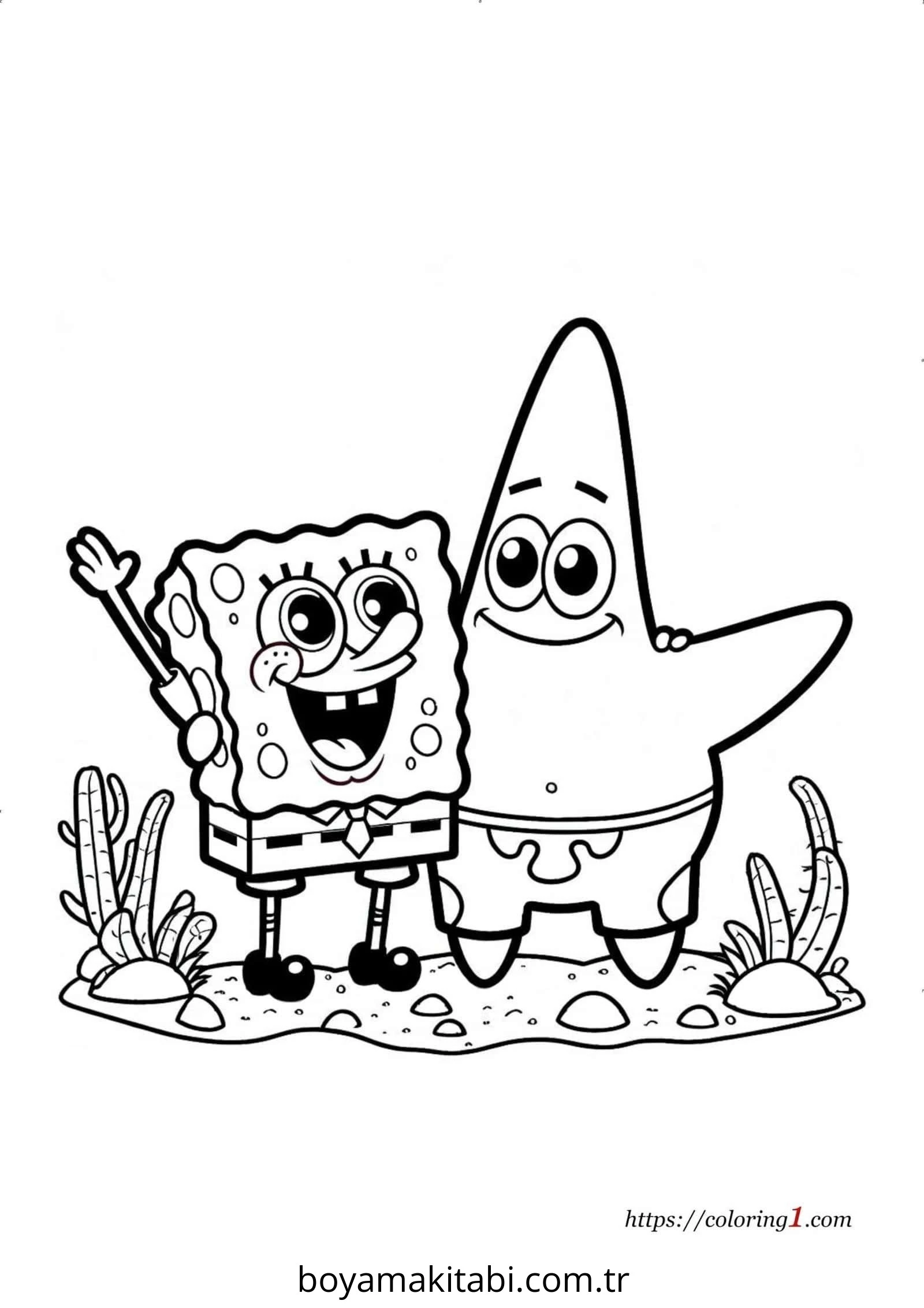 Spongebob boyama sayfası – el becerilerini geliştirir, boyama çalışması