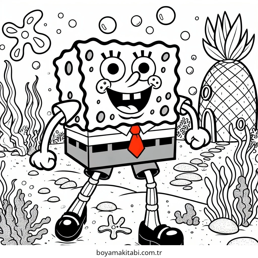 Spongebob boyama sayfası – keyifli zaman, renkli çizimler