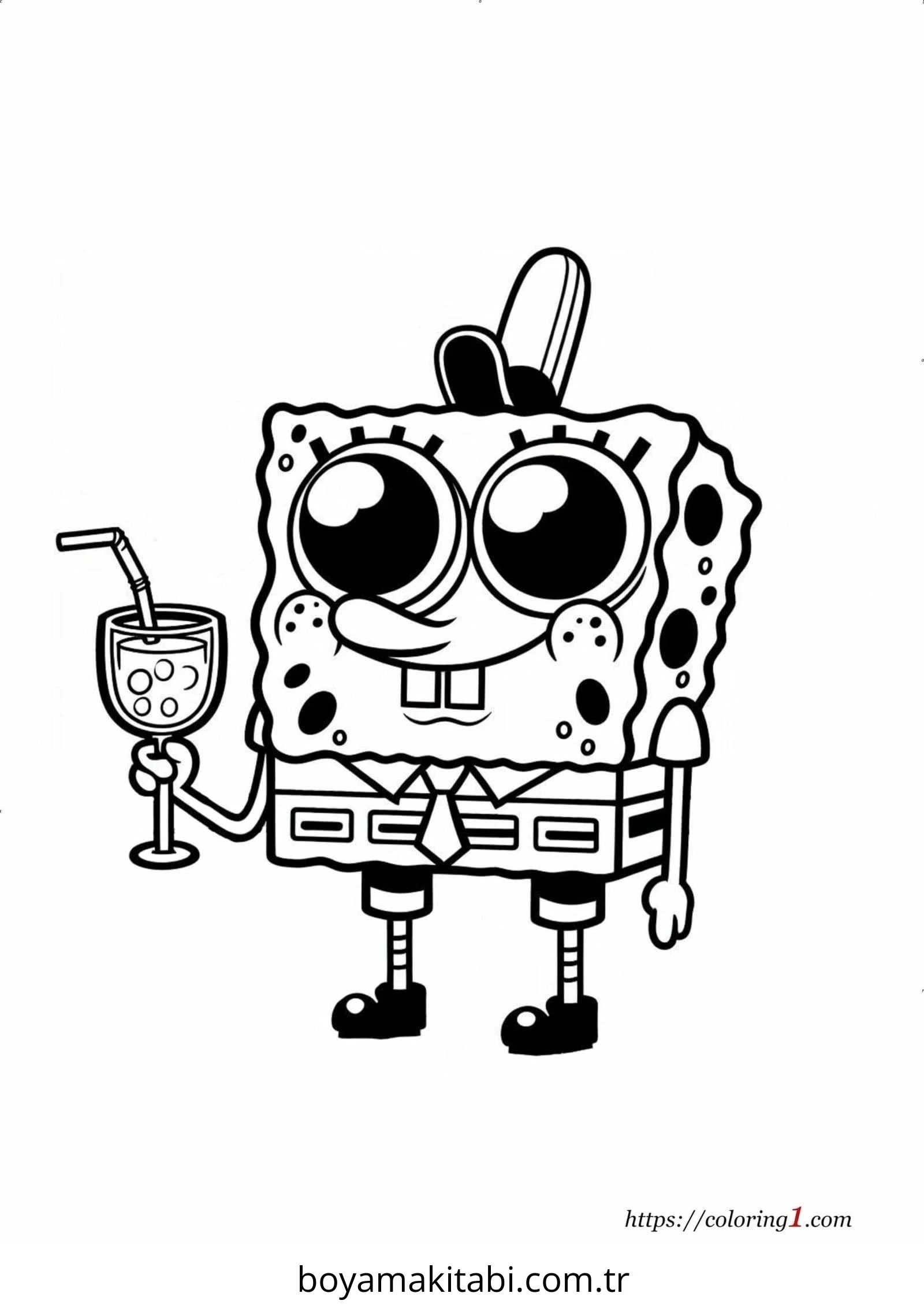 Spongebob boyama sayfası – basit çizim, kolay boyama