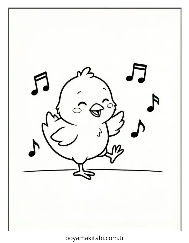 Tavuk boyama sayfası – PDF indir, sevimli karakter
