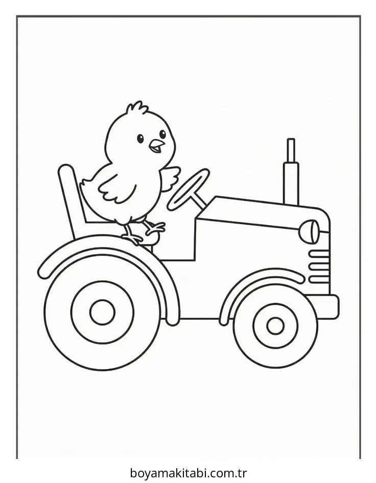 Tavuk boyama sayfası – çocuk aktivitesi, PDF indir