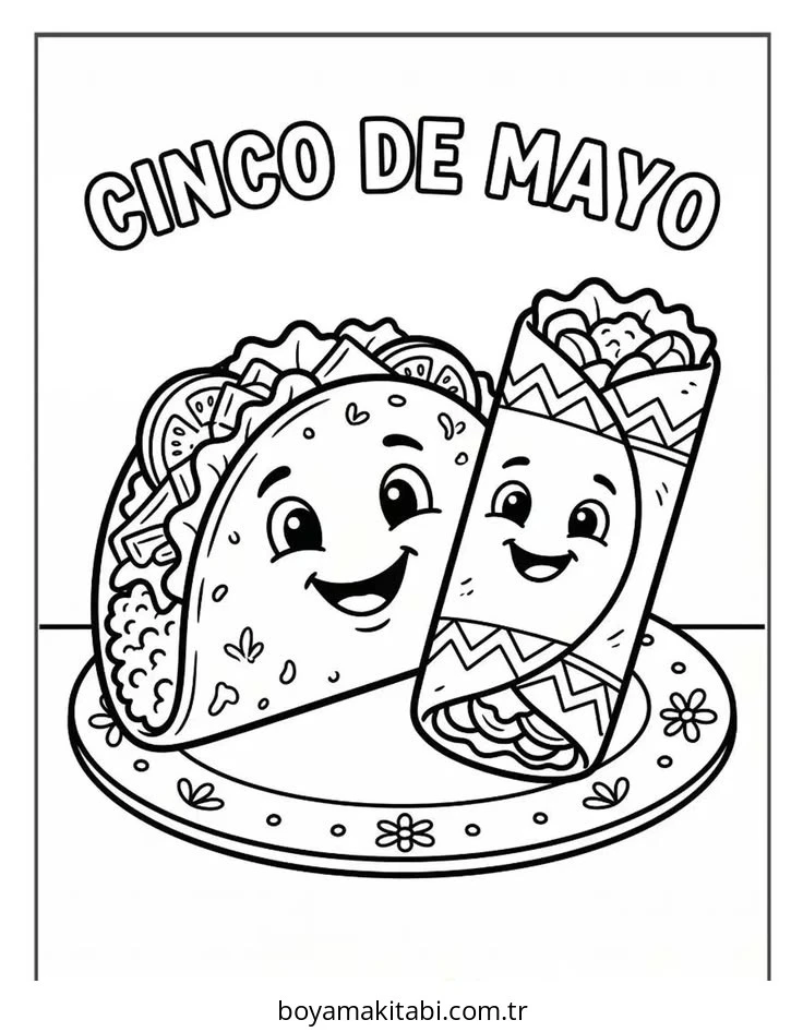Cinco de Mayo boyama sayfası – kolay boyama, eğitici aktivite