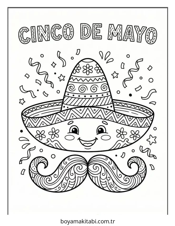 Cinco de Mayo boyama sayfası – okul öncesi, evde etkinlik