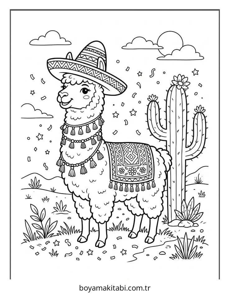 Cinco de Mayo boyama sayfası – el becerilerini geliştirir, boyama çalışması