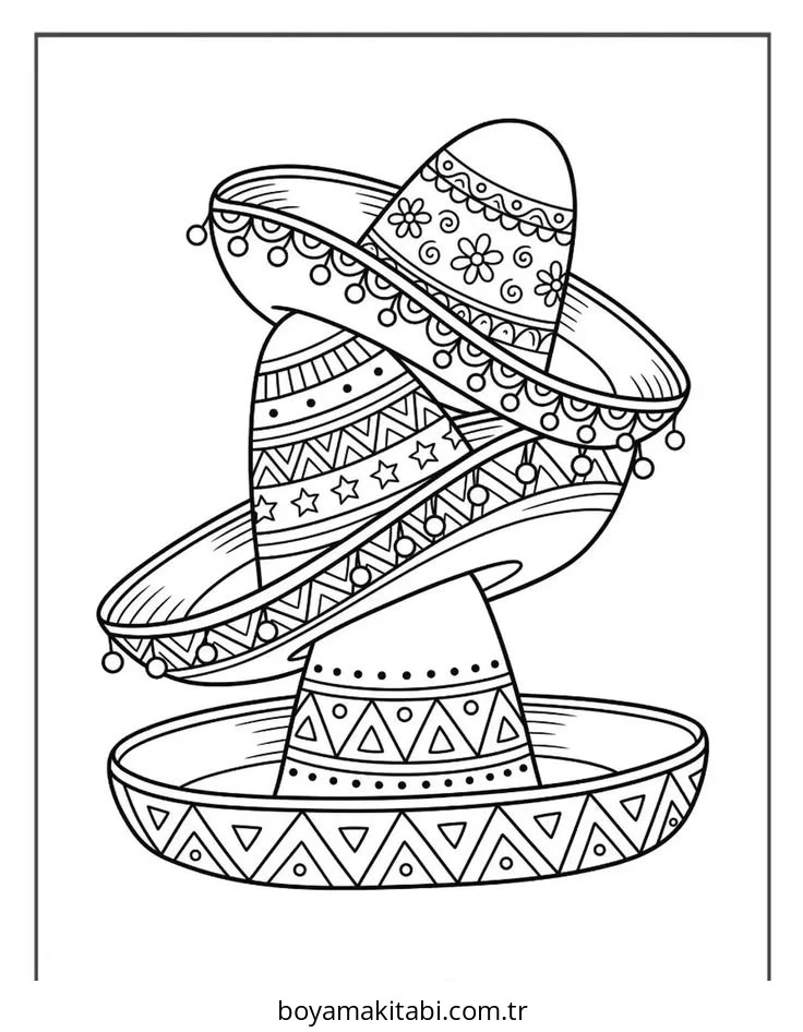Cinco de Mayo boyama sayfası – çocuk aktivitesi, PDF indir