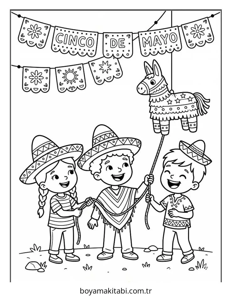 Cinco de Mayo boyama sayfası – okul öncesi, evde etkinlik