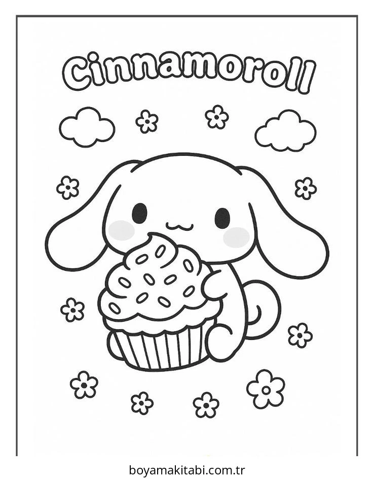 Cinnamoroll boyama sayfası – el becerilerini geliştirir, boyama çalışması