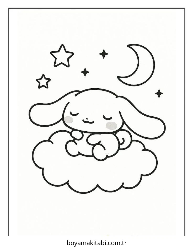 Cinnamoroll boyama sayfası – yaratıcılık, eğlenceli etkinlik