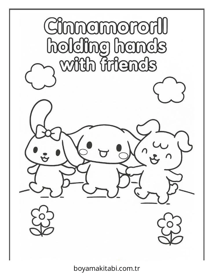 Cinnamoroll boyama sayfası – sevimli karakter, sanatsal çalışma