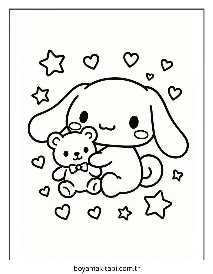 Cinnamoroll boyama sayfası – el becerilerini geliştirir, boyama çalışması
