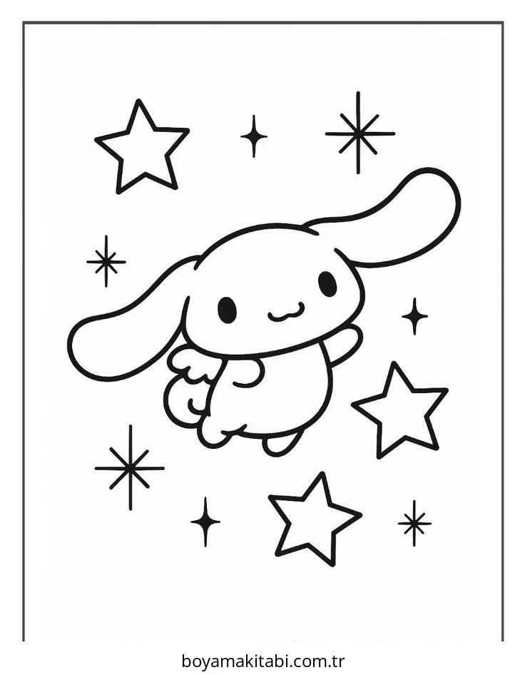 Cinnamoroll boyama sayfası – çizgi film temalı, basit çizim