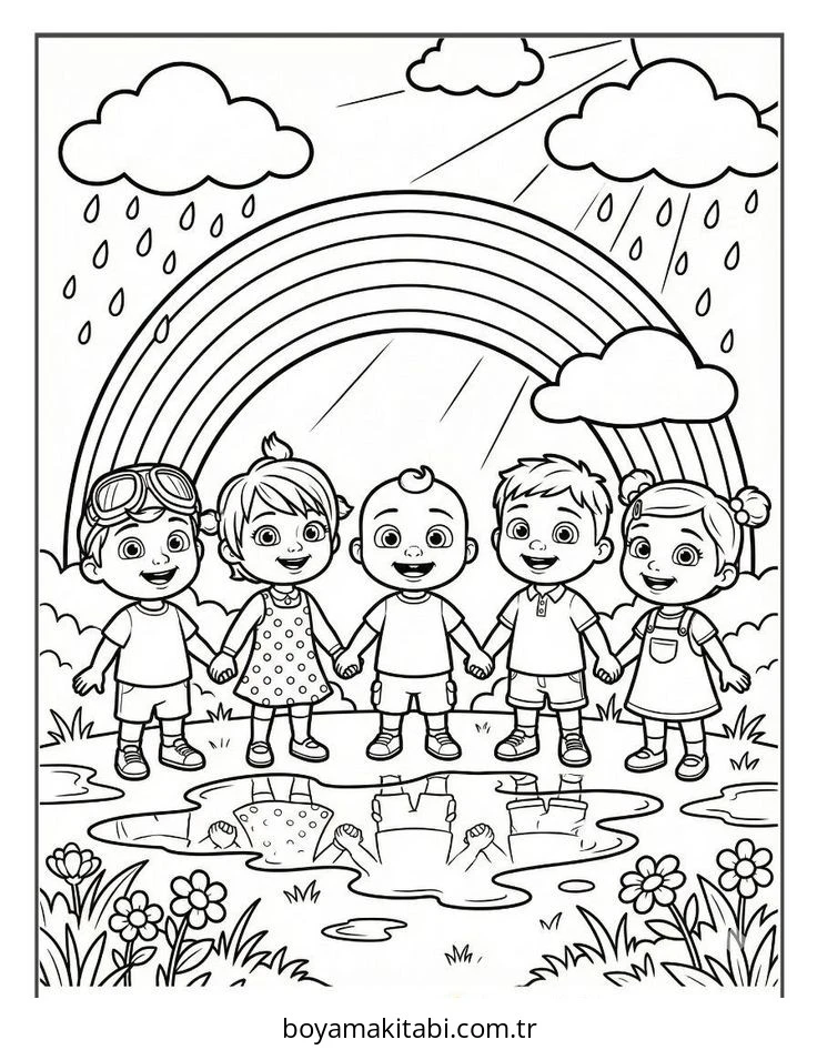 CoComelon boyama sayfası – sevimli karakter, sanatsal çalışma