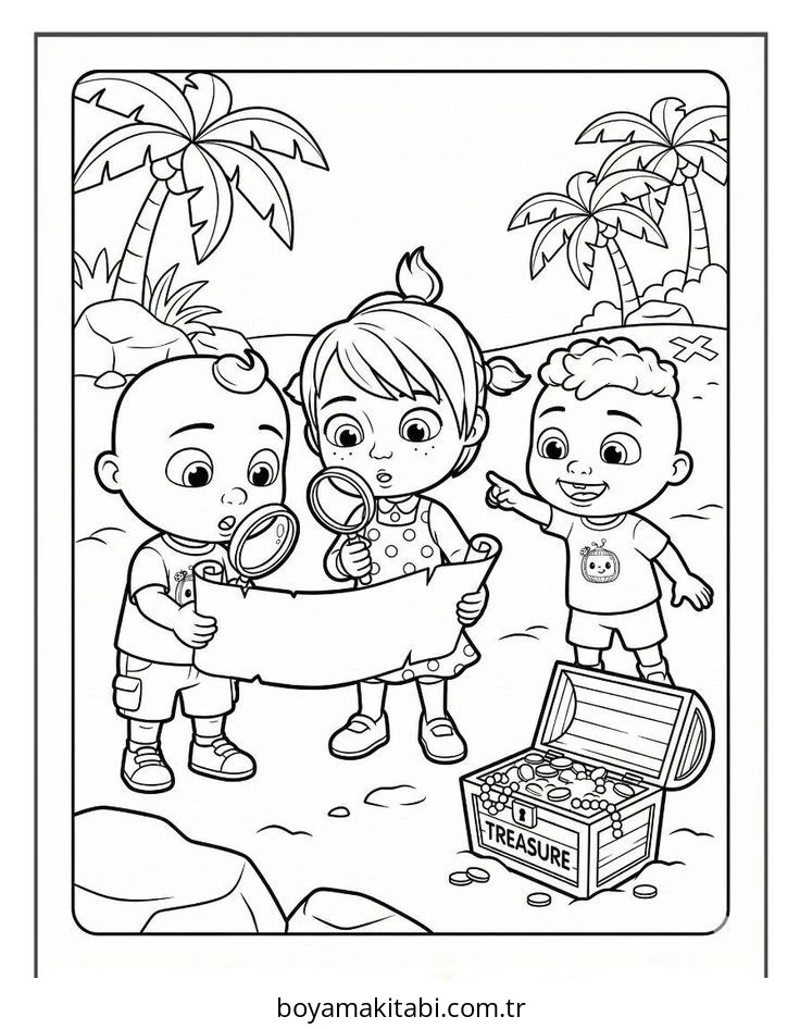 CoComelon boyama sayfası – el becerilerini geliştirir, boyama çalışması