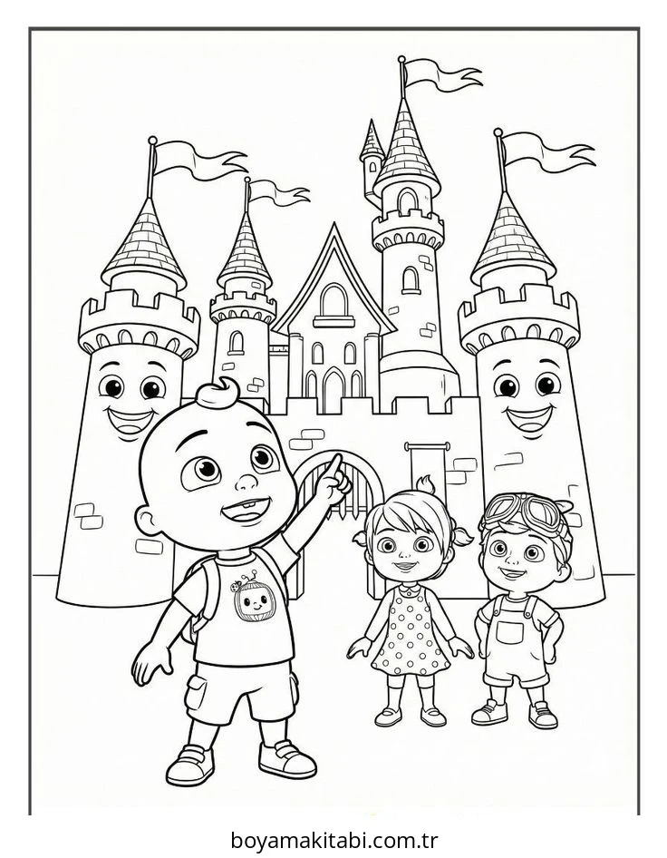 CoComelon boyama sayfası – çocuklar için, çizgi film temalı