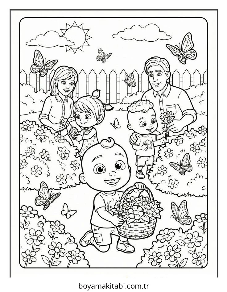 CoComelon boyama sayfası – boyama etkinliği, çocuk aktivitesi