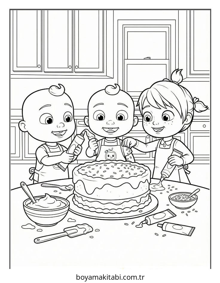 CoComelon boyama sayfası – sevimli karakter, sanatsal çalışma