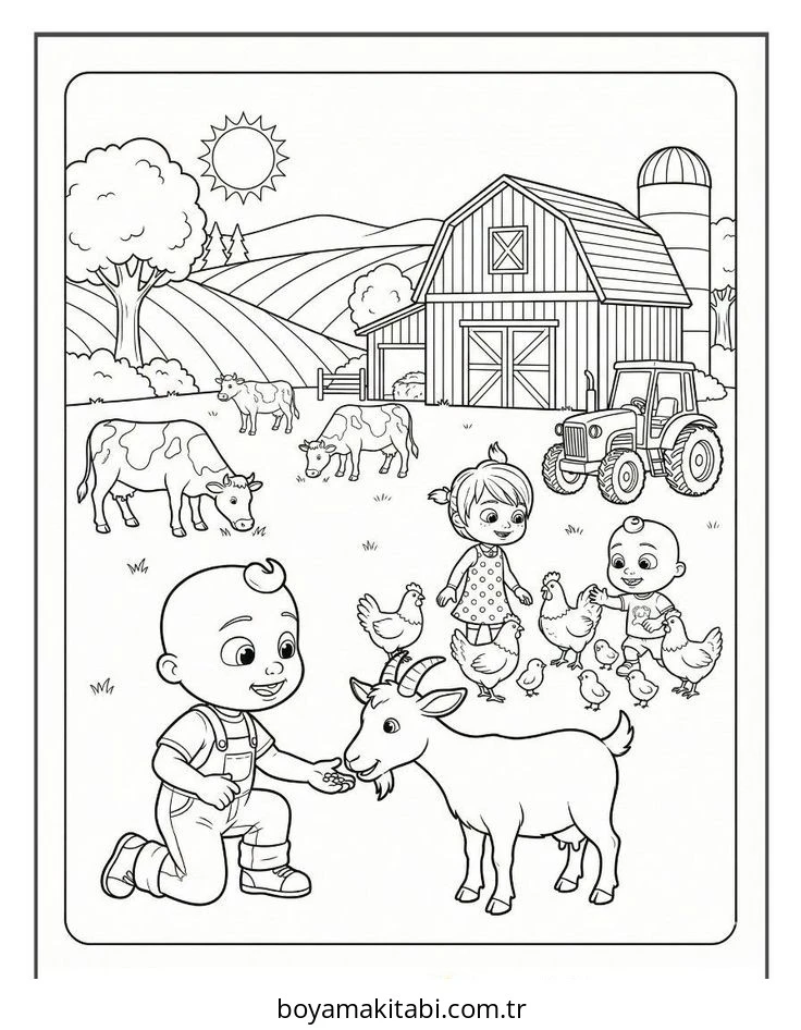 CoComelon boyama sayfası – eğitici aktivite, yaratıcılık