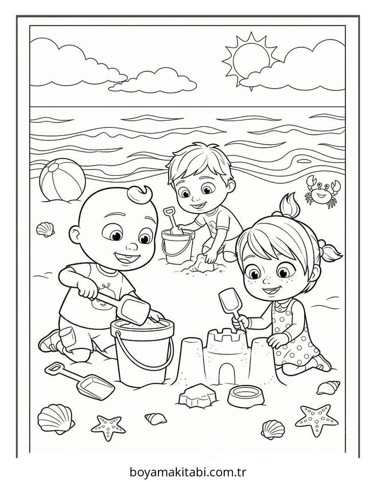 CoComelon boyama sayfası – el becerilerini geliştirir, boyama çalışması