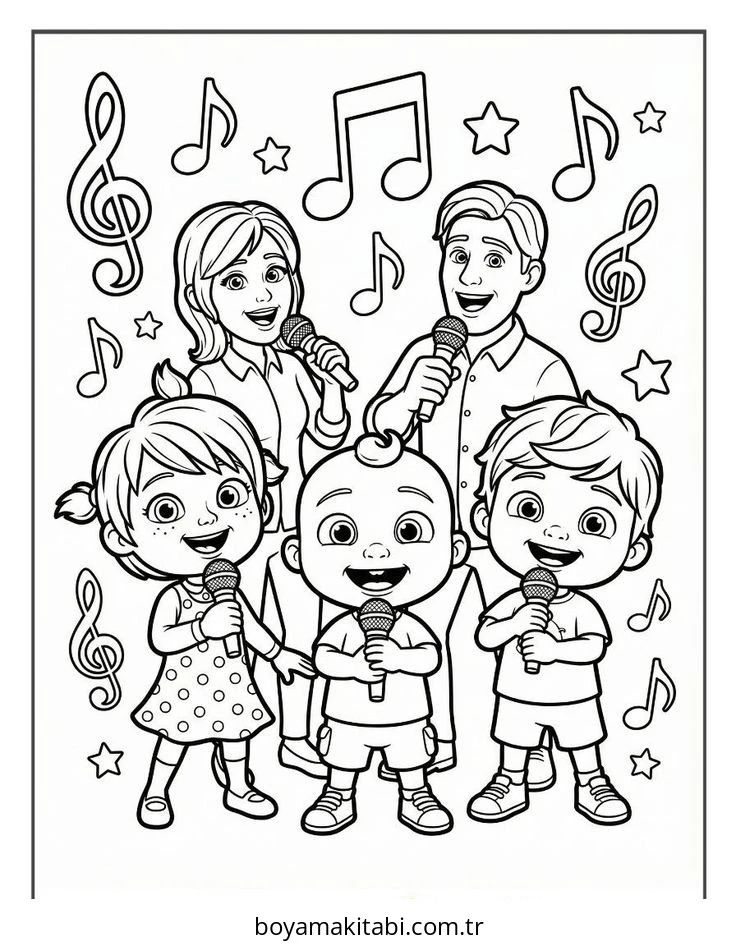CoComelon boyama sayfası – sevimli karakter, sanatsal çalışma