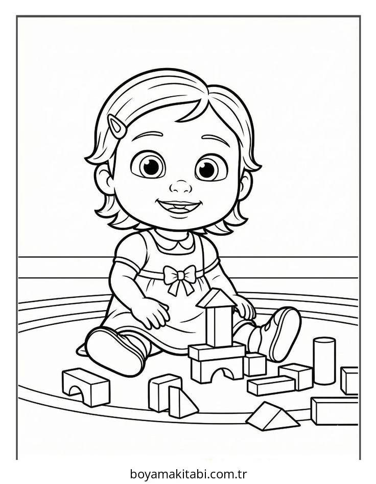 CoComelon boyama sayfası – el becerilerini geliştirir, boyama çalışması