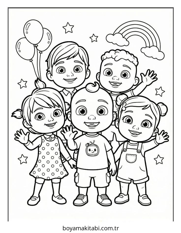 CoComelon boyama sayfası – okul öncesi, evde etkinlik