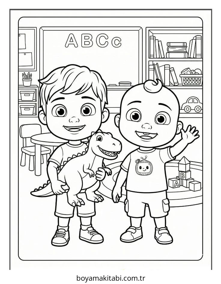 CoComelon boyama sayfası – boyama etkinliği, çocuk aktivitesi
