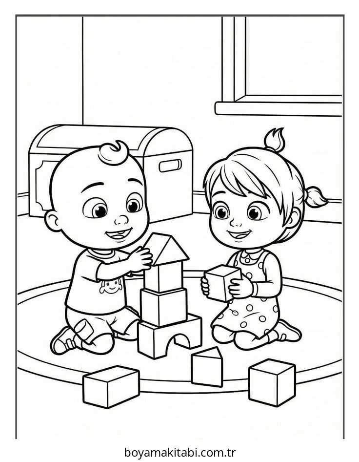 CoComelon boyama sayfası – sevimli karakter, sanatsal çalışma
