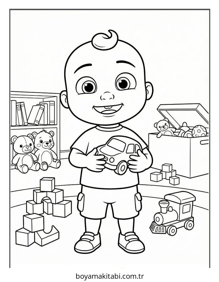CoComelon boyama sayfası – el becerilerini geliştirir, boyama çalışması