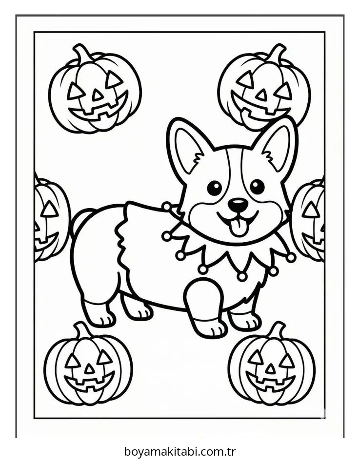 Corgi boyama sayfası – keyifli zaman, renkli çizimler