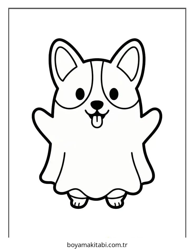 Corgi boyama sayfası – evde etkinlik, ücretsiz yazdır
