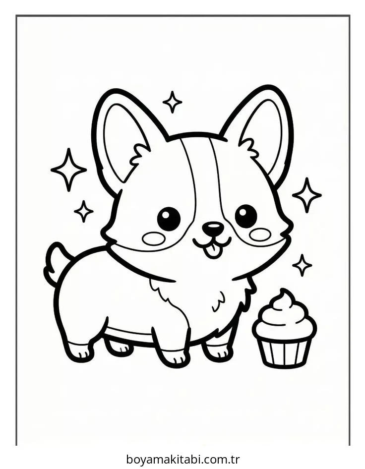 Corgi boyama sayfası – sanatsal çalışma, çocuklar için