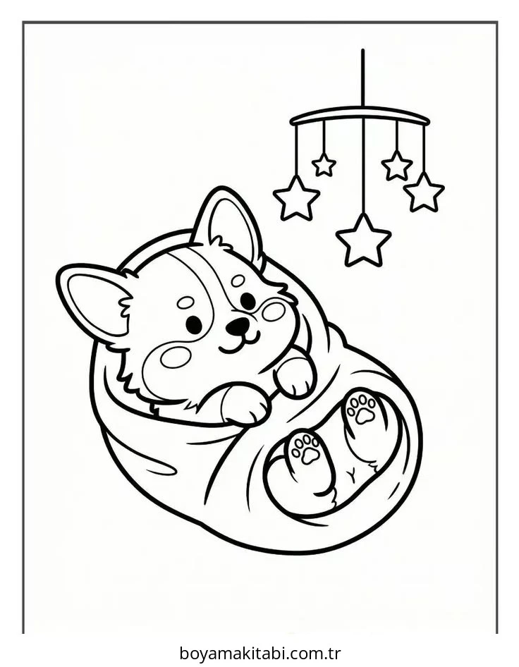 Corgi boyama sayfası – yaratıcılık, eğlenceli etkinlik
