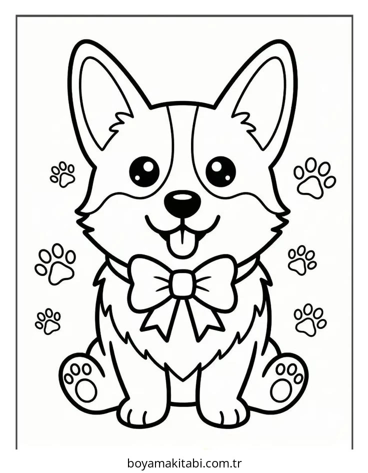 Corgi boyama sayfası – renkli çizimler, okul öncesi