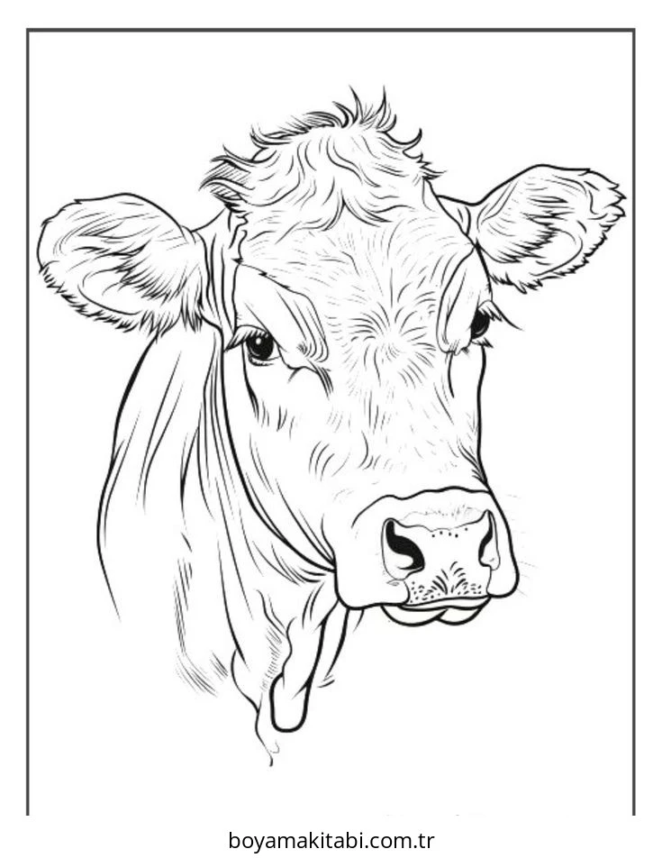 Inek boyama sayfası – PDF indir, sevimli karakter