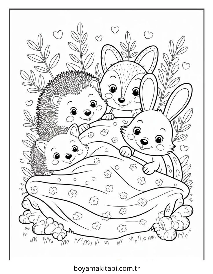 Cozy boyama sayfası – çocuk aktivitesi, PDF indir
