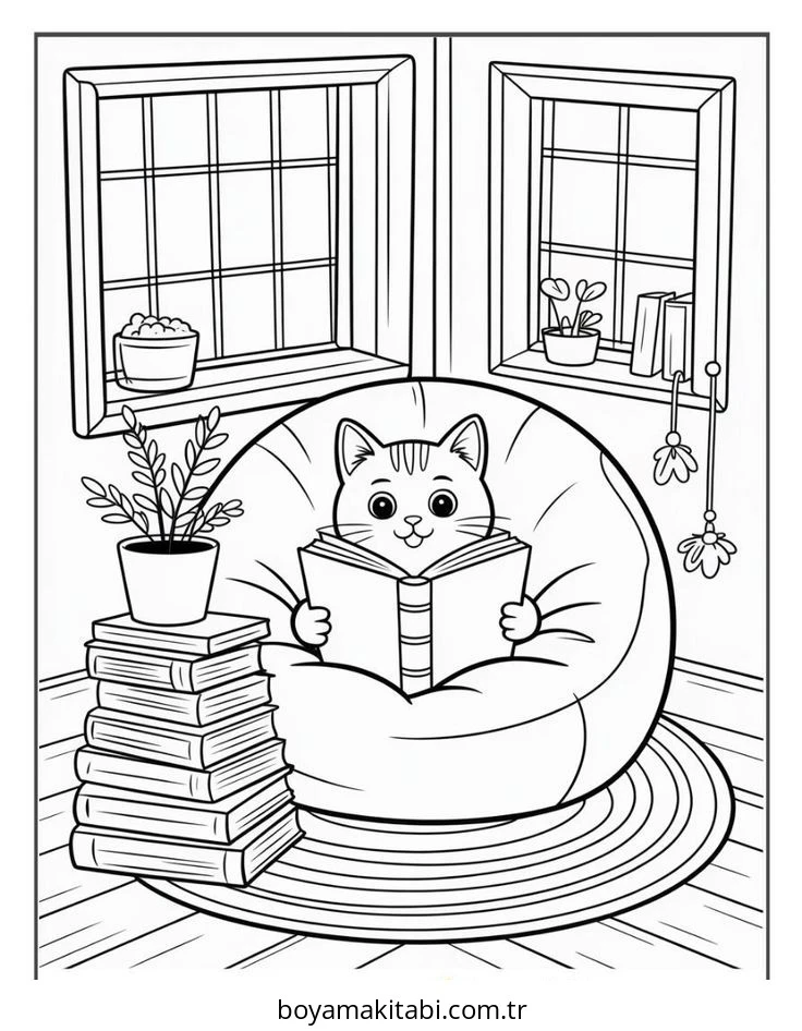 Cozy boyama sayfası – renkli çizimler, okul öncesi