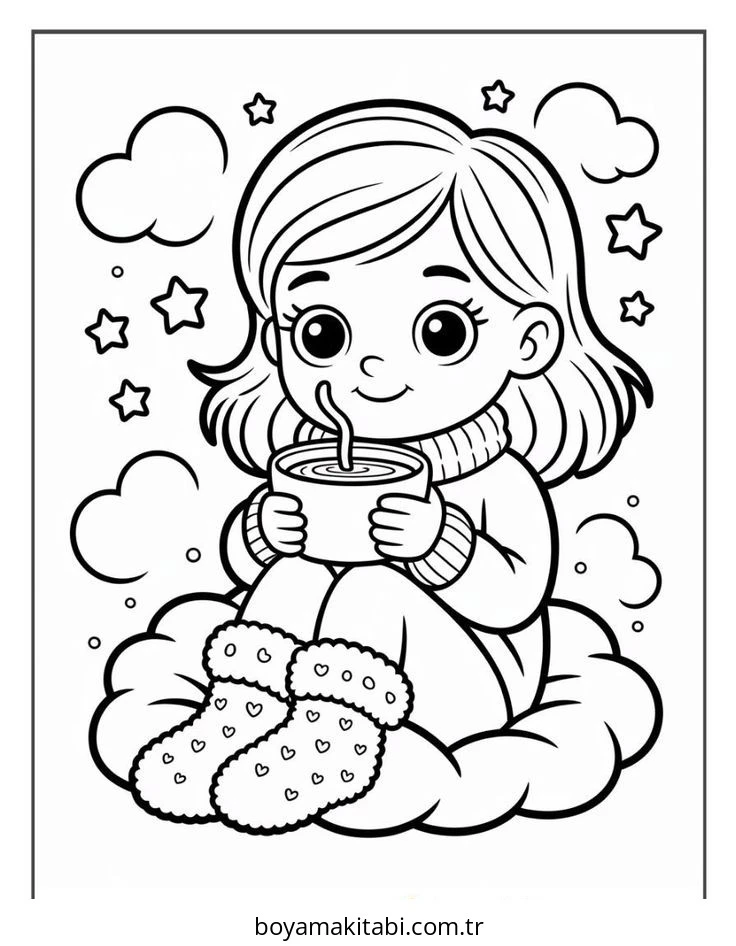 Cozy boyama sayfası – ücretsiz yazdır, boyama etkinliği