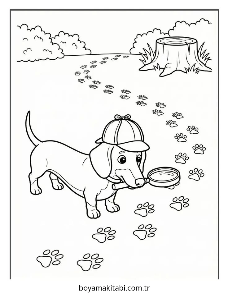Dachshund boyama sayfası #3 – renk bilgisini öğretir, günlük etkinlik önerisi
