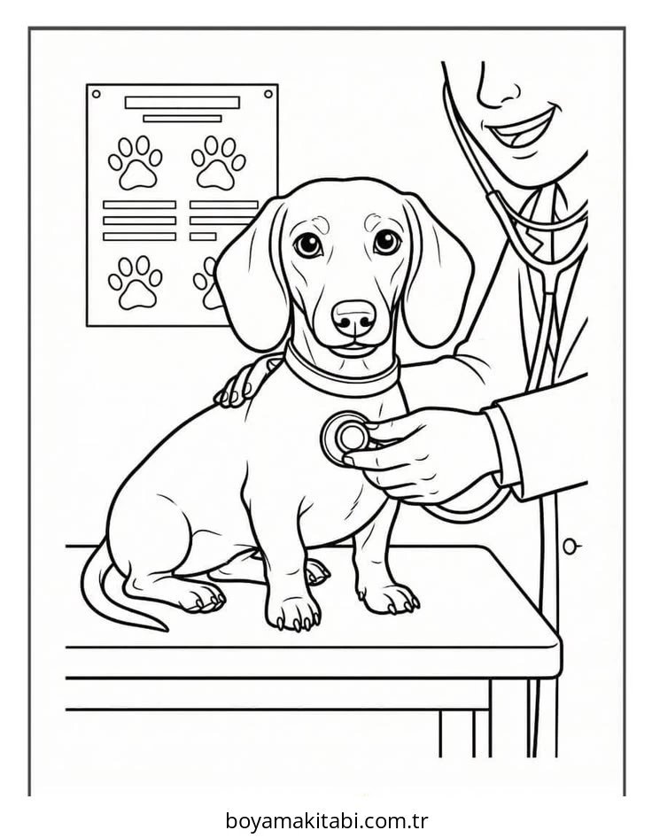 Dachshund boyama sayfası #8 – mürekkep tasarrufu sağlar, PDF indir