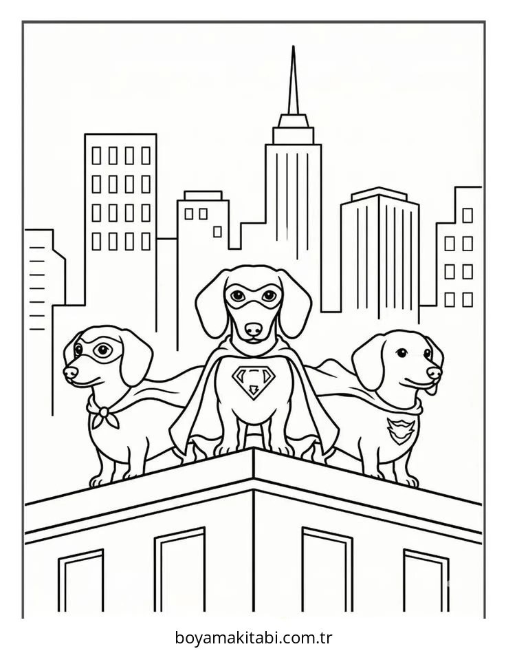 Dachshund boyama sayfası #17 – kolay boyama, eğitici aktivite